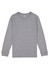 A grey long sleeve t-shirt with a round neckline and no visible design, featuring a brand logo on the label.