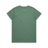 A green t-shirt with a plain back, featuring a logo near the neckline.