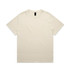 A cream-coloured t-shirt featuring a relaxed fit design and a brand label on the neckline.