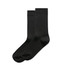 Two pairs of ribbed black socks, featuring a smooth finish and a subtle logo.
