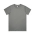 A grey t-shirt with a classic crew neckline and short sleeves. It has a logo on the label.