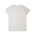 A plain white t-shirt featuring a crew neck and short sleeves, with a logo on the back.