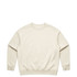 A beige crew jumper featuring long sleeves and a classic design. The garment includes a logo on the interior label.