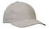 A beige cap with a curved brim, featuring a logo on the front and a structured design.