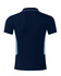 A navy blue polo shirt with light blue side panels and a collar. The shirt features a logo.