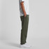 Straight pants in olive green, featuring a relaxed fit and side pockets, paired with white footwear.