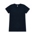 A navy blue t-shirt with a round neckline and short sleeves. It features a branding label inside.