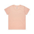 A light pink t-shirt with a classic crew neck and short sleeves, featuring a logo on the tag.