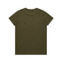 An olive green t-shirt displayed from the back. The shirt features a simple design and a logo.