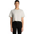 A cropped, heavy faded t-shirt in light grey, displayed on a model with black jeans. The shirt has a logo.