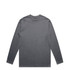 A long-sleeve grey T-shirt with a round neckline. It features a logo on the front.