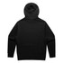 A black hoodie with a half zip and a hood, featuring long sleeves and a plain design on the back.