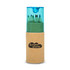 A tube containing green-colored pencils with a blue lid and a brown kraft paper sleeve, including branding.