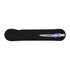 A Viva Transparent Pen is displayed on a black soft case, highlighting its sleek design and blue ink functionality.