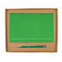A green notebook with a matching pen, presented in a cardboard gift box.