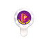 A round, LED selfie light with a white exterior and a purple circular logo featuring the words "PHONE PALS."
