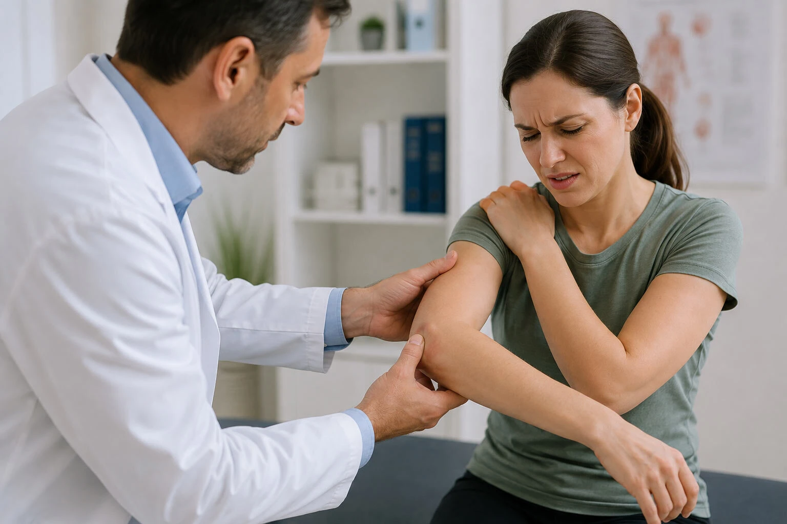Doctor Examines Patient’s Painful Elbow