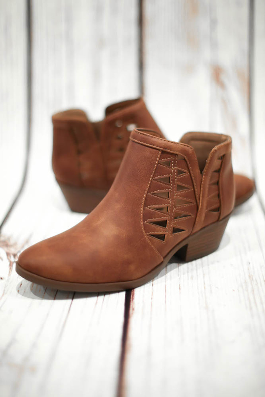 cognac ankle boots