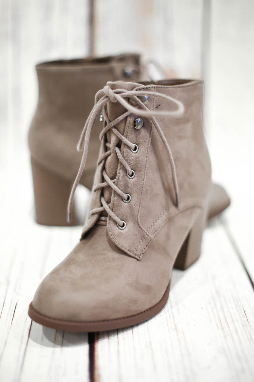 lace up suede booties