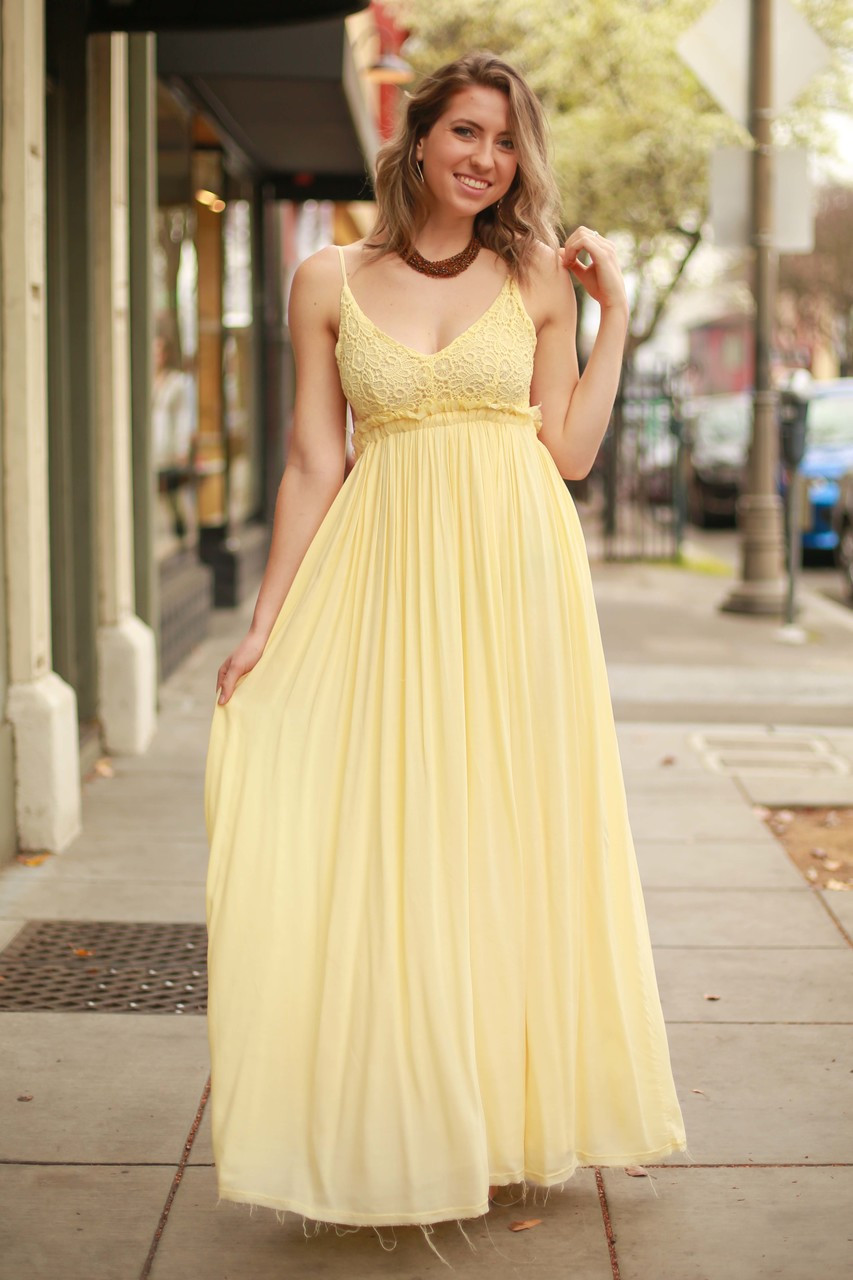 yellow lace maxi dress