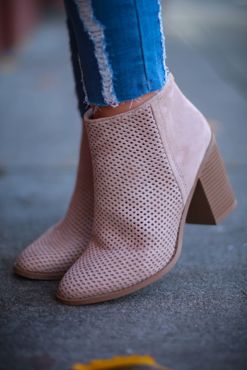 taupe perforated booties
