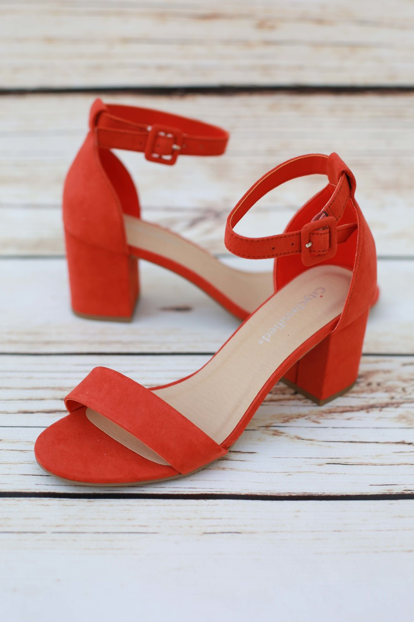 red one strap heels