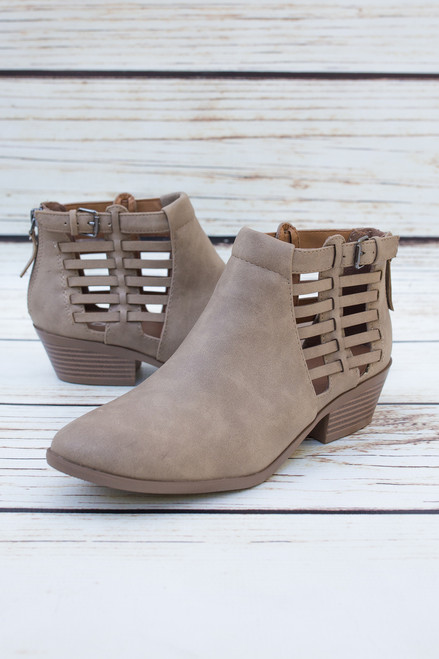 taupe cut out booties