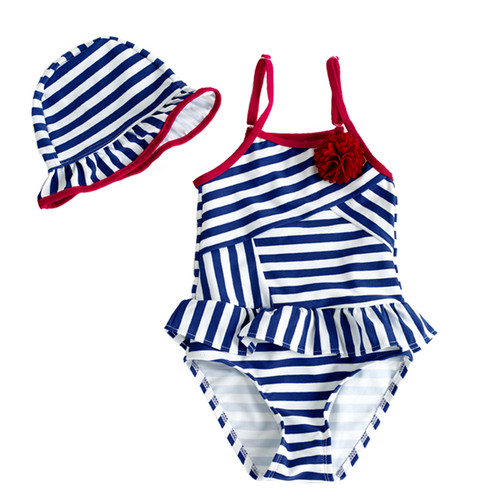 Two Piece Contrast Stripe Swimsuit