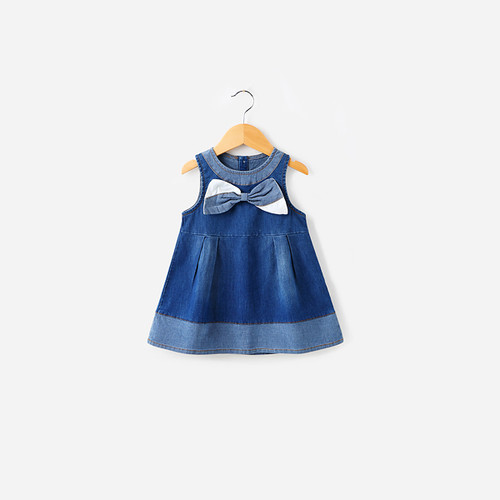 Duo Toned Bow Denim Dress