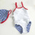 Two Piece Contrast Stripe Swimsuit