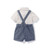 Two Piece Bow Polo Stripe Romper & Suspender Shorts Set