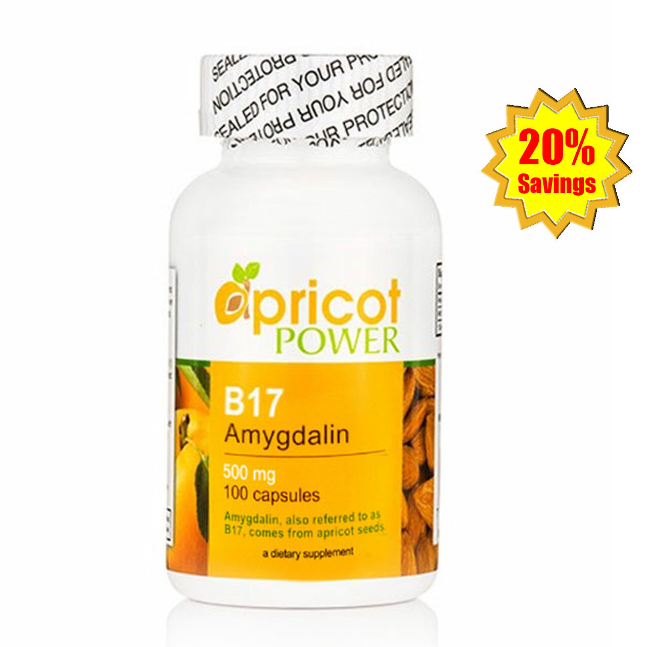 Apricot Power B17 Amygdalin 500mg Capsules - 100 Caps x 3 Bottles