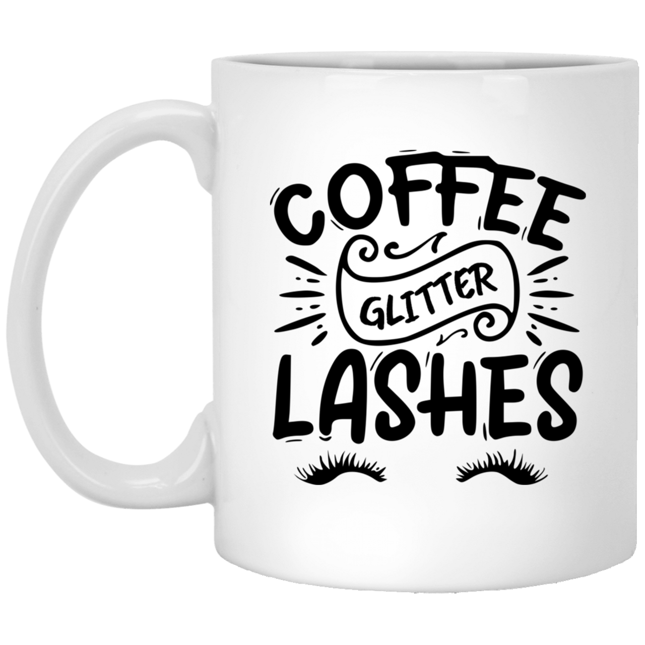 Coffee Glitter Lashes XP8434 11 oz. White Mug