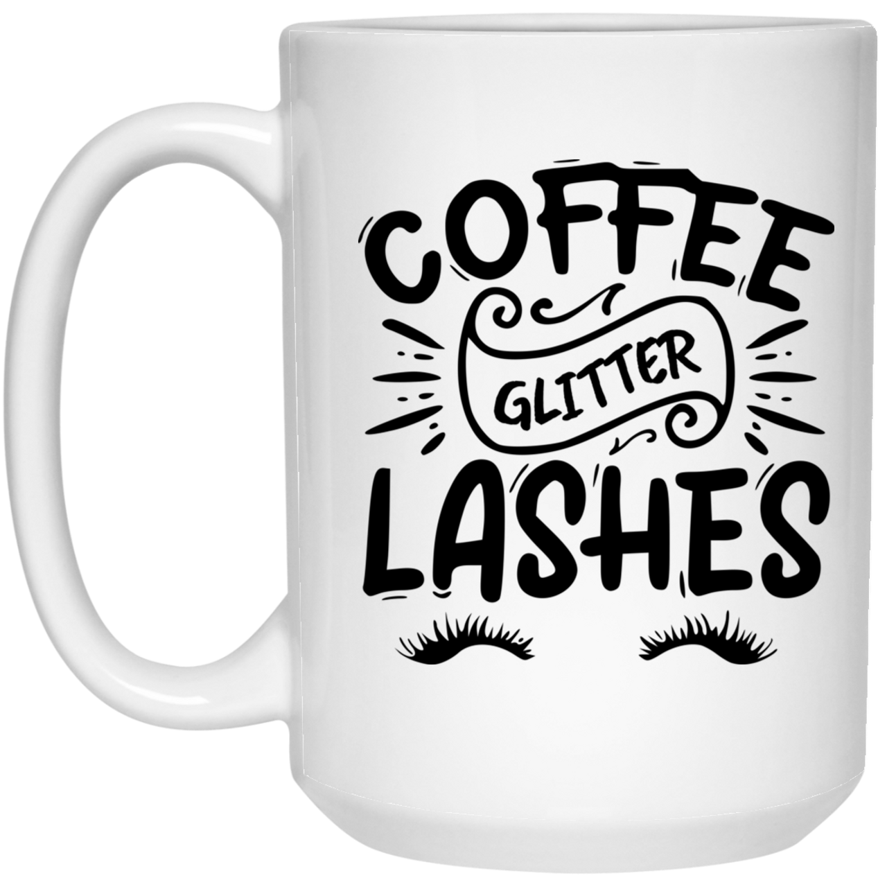 Coffee Glitter Lashes 21504 15 oz. White Mug