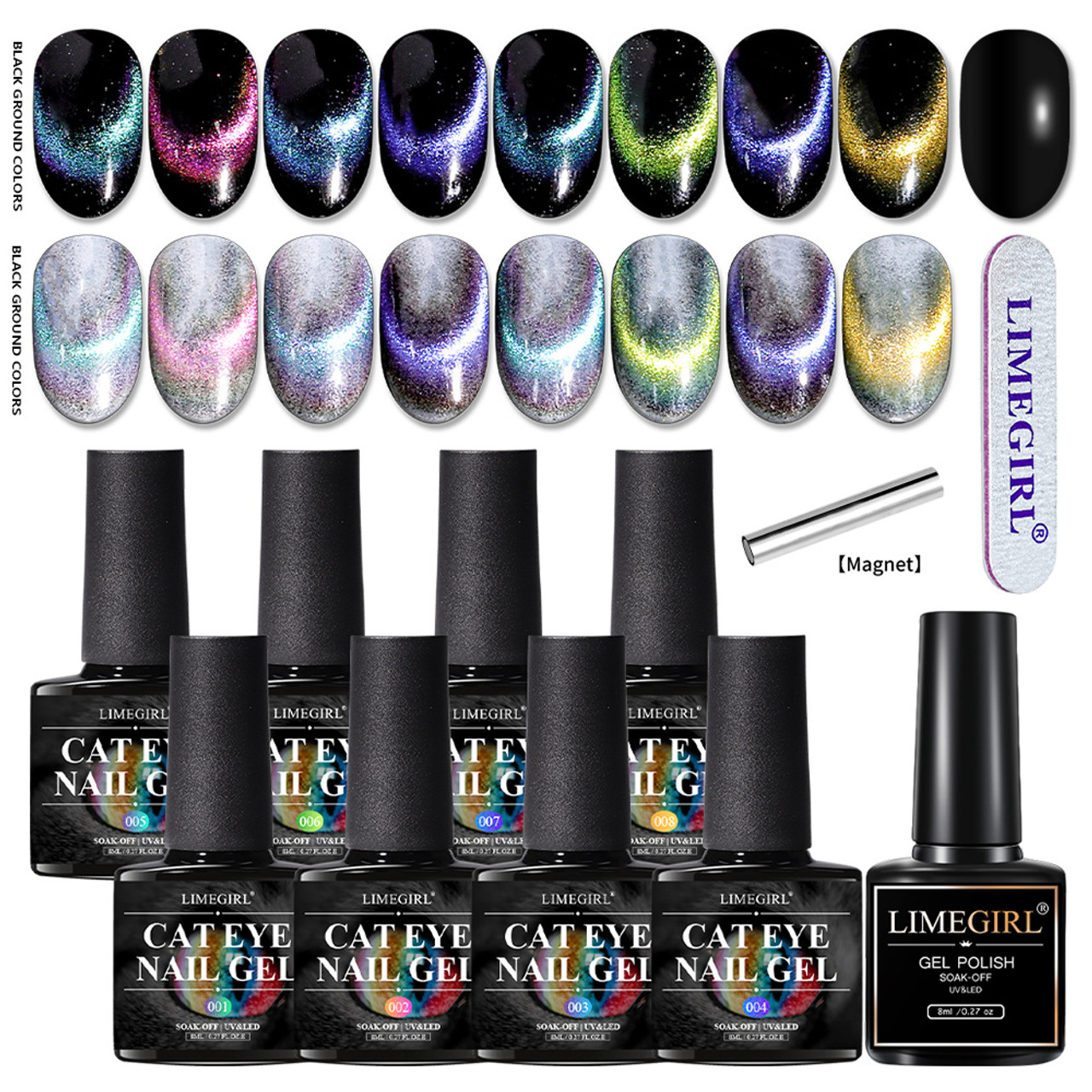 LimeGirl Nail Cat Eye Gel Set - 8 Colors 