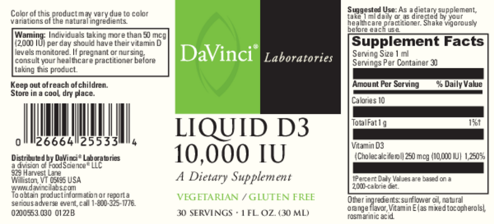 DaVinci Labs Liquid D3 10,000 IU