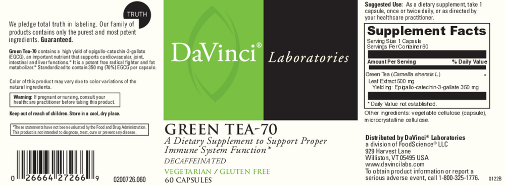 DaVinci Labs Green Tea-70 500mg