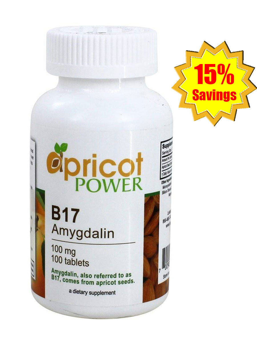 Apricot Power B17 Amygdalin 100mg Tablet - 100 Tabs x 2 Bottles