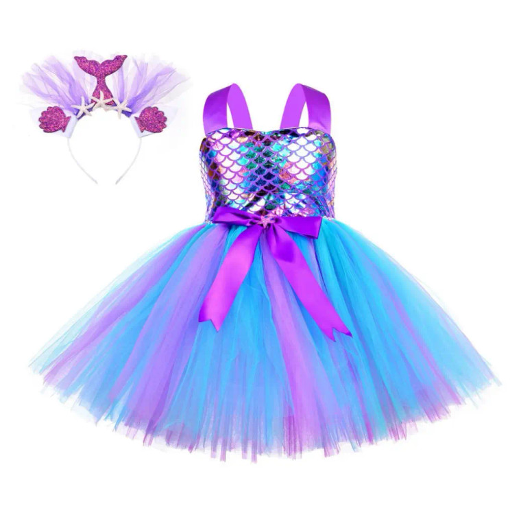 Magical Shiny Mermaid Dress with head band