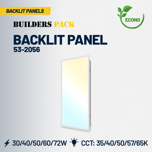 2x4 Back-lit Panel (Step Switch, No DC) - Field Tunable 30/40/50/60/72W - 35/40/50/57/65k - 4pcs/carton