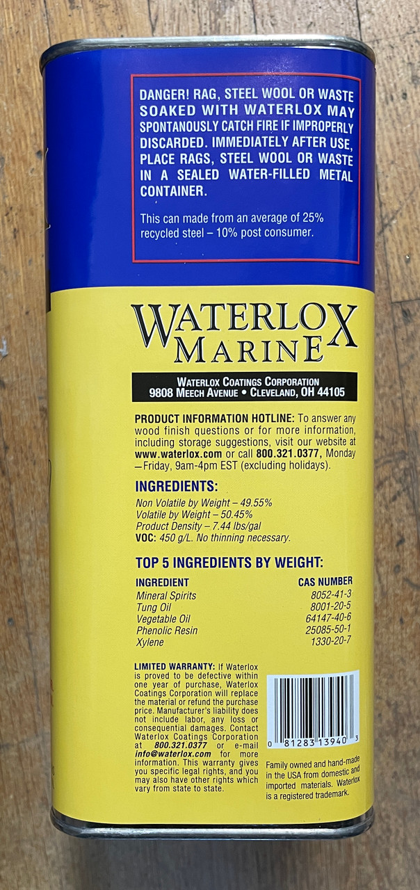 Waterlox Marine High Gloss VOC Compliant Finish Quart