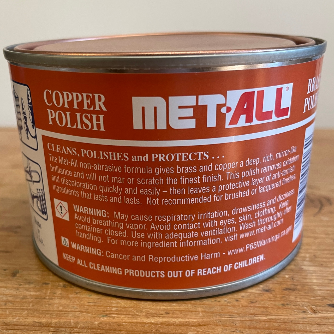 MET-ALL BC-10 Brass & Copper Polish 16oz Cleans, Polishes, Protect  Oxidation & Tarnish Removal on Antiques, Rails, Ships, Elevators Leaving  Protective