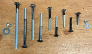 Carriage Bolt with Black Head, Nut, & Washer