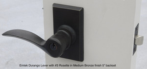 Sandcast Bronze Emtek Key-in-Knob or Key-in-Lever with 5" Backset Sandcast Bronze Emtek Key-in-Knob or Key-in-Lever with 5" Backset