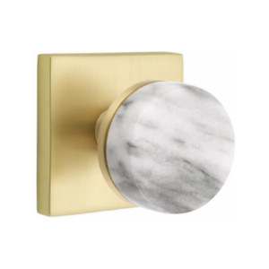 Customizable Emtek Select White Marble Knob With Choice Backset Customizable Emtek Select White Marble Knob With Choice Backset