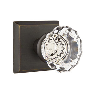 Customizable Emtek Astoria Glass Knob With Choice Backset & Sandcast Bronze Rosette Customizable Emtek Astoria Glass Knob With Choice Backset & Sandcast Bronze Rosette