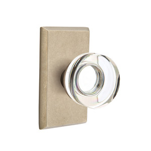Customizable Emtek Modern Disk Glass Knob With Choice Backset & Sandcast Bronze Rosette Customizable Emtek Modern Disk Glass Knob With Choice Backset & Sandcast Bronze Rosette