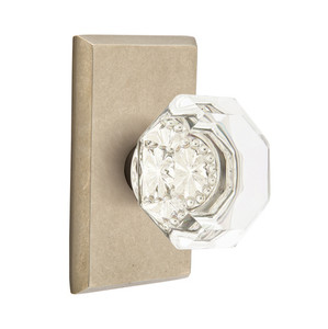 Customizable Emtek Old Town Glass Knob With Choice Backset & Sandcast Bronze Rosette Customizable Emtek Old Town Glass Knob With Choice Backset & Sandcast Bronze Rosette