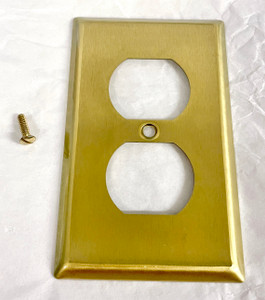 Duplex Receptacle Plate in Brushed Brass Duplex Receptacle Plate in Brushed Brass