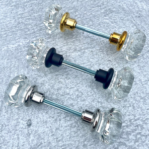 Octagonal Glass Door Knobs With Steel Spindle For Antique Door Octagonal Glass Door Knobs With Steel Spindle For Antique Door